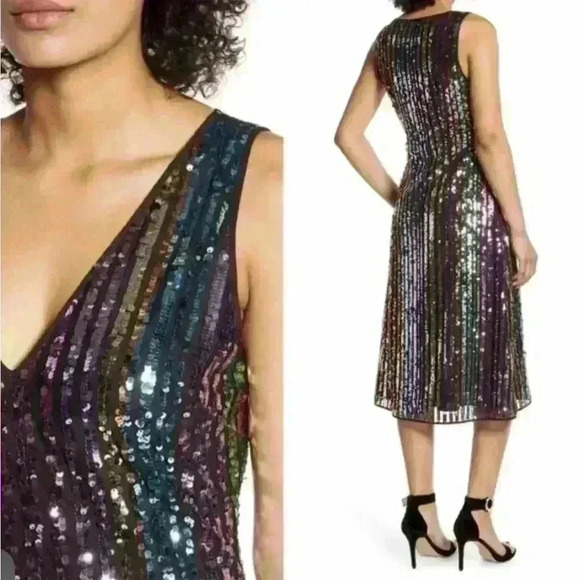 Halogen X Atlantic Pacific Women’s Multi Color Sequin Dress Size Medium - Picture 3 of 13